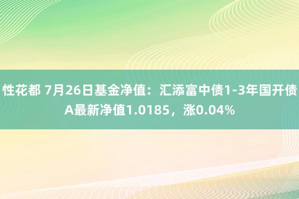 性花都 7月26日基金净值：汇添富中债1-3年国开债A最新净值1.0185，涨0.04%