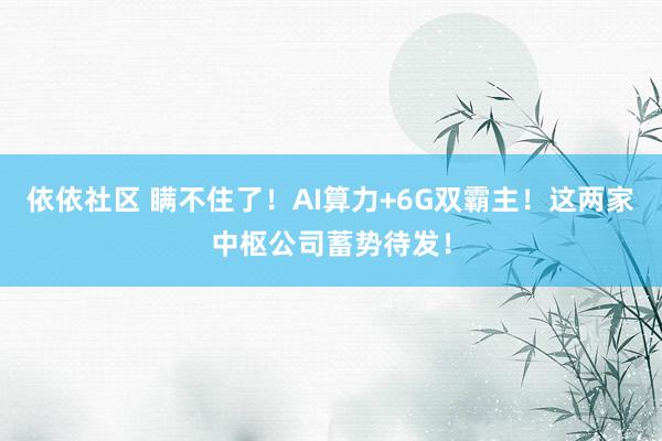 依依社区 瞒不住了！AI算力+6G双霸主！这两家中枢公司蓄势待发！