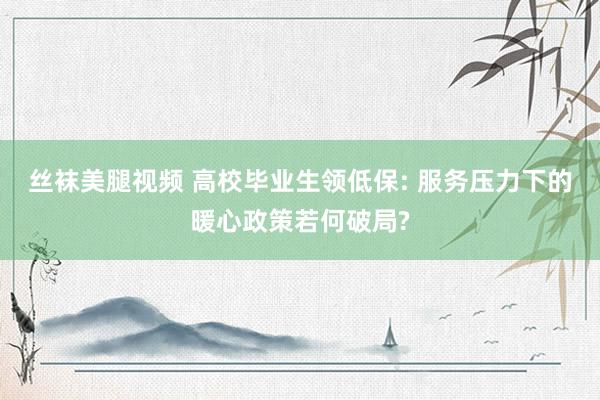 丝袜美腿视频 高校毕业生领低保: 服务压力下的暖心政策若何破局?