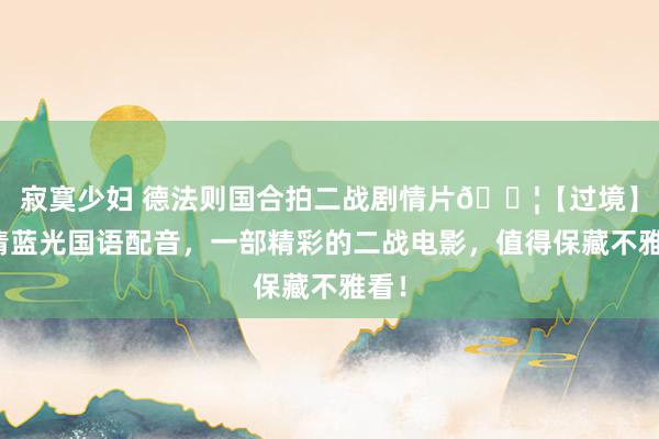 寂寞少妇 德法则国合拍二战剧情片🎦【过境】高清蓝光国语配音，一部精彩的二战电影，值得保藏不雅看！